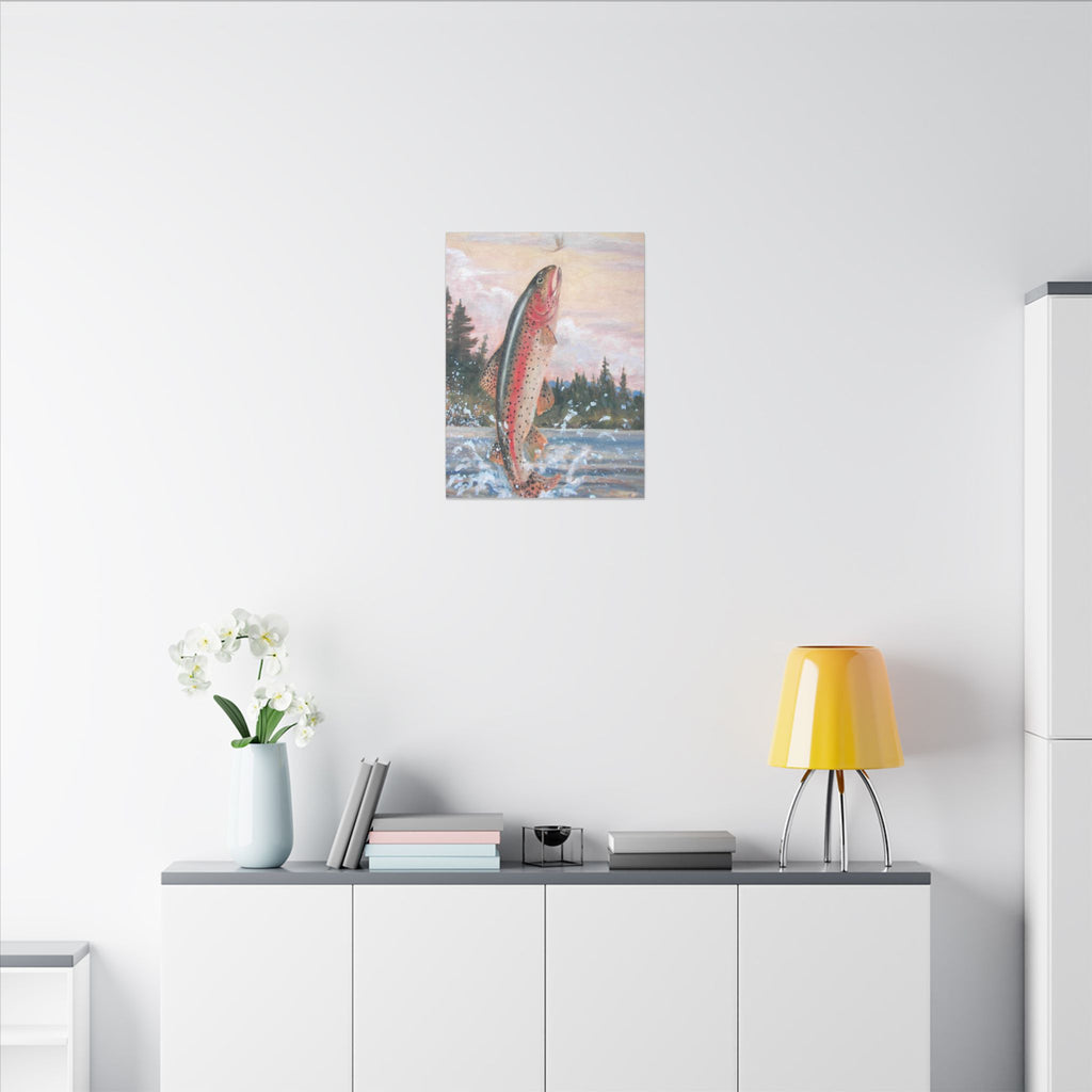 Whimsical Rising Trout Canvas 16x24  Gallery  Wrapped Stretched Canvas