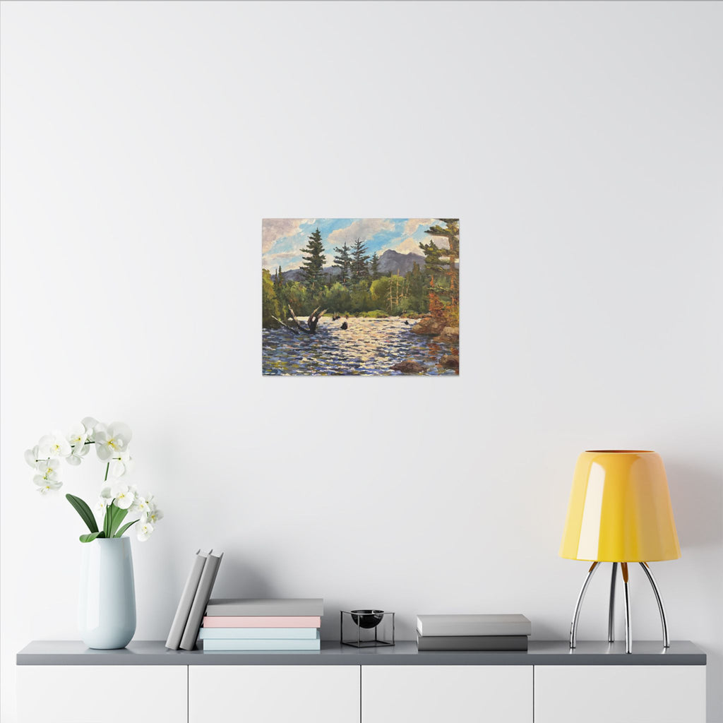 Mountain River Landscape Canvas | Stretched Matte Wall Art
