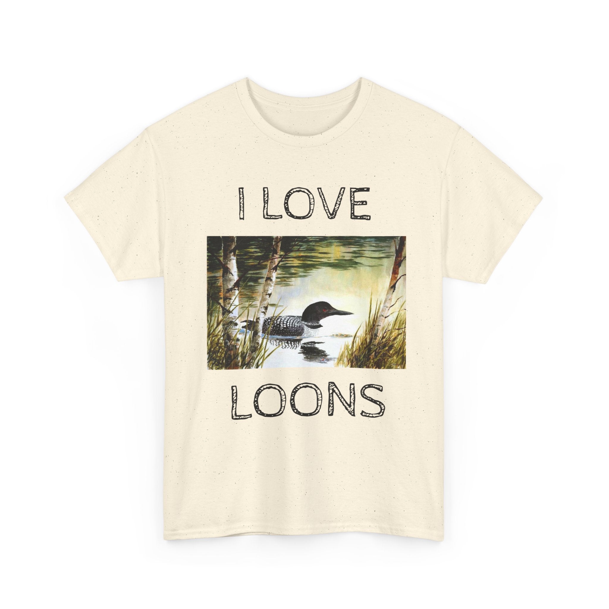I Love Loons T-Shirt | Vintage Loon Lake Scene, Wildlife Nature Tee