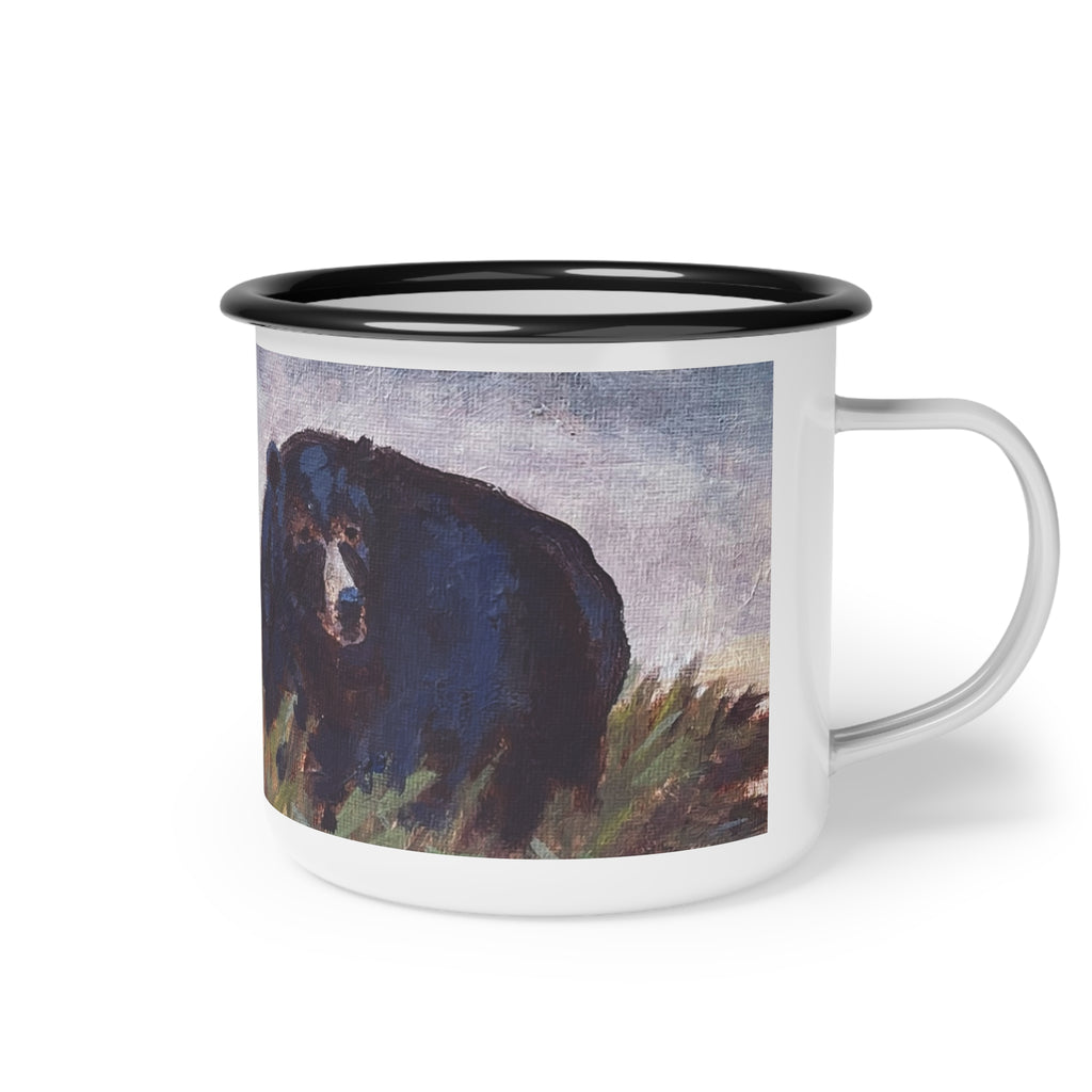 Bear Family Enamel Camp Cup | Woodland Wildlife Mug, Vintage art
