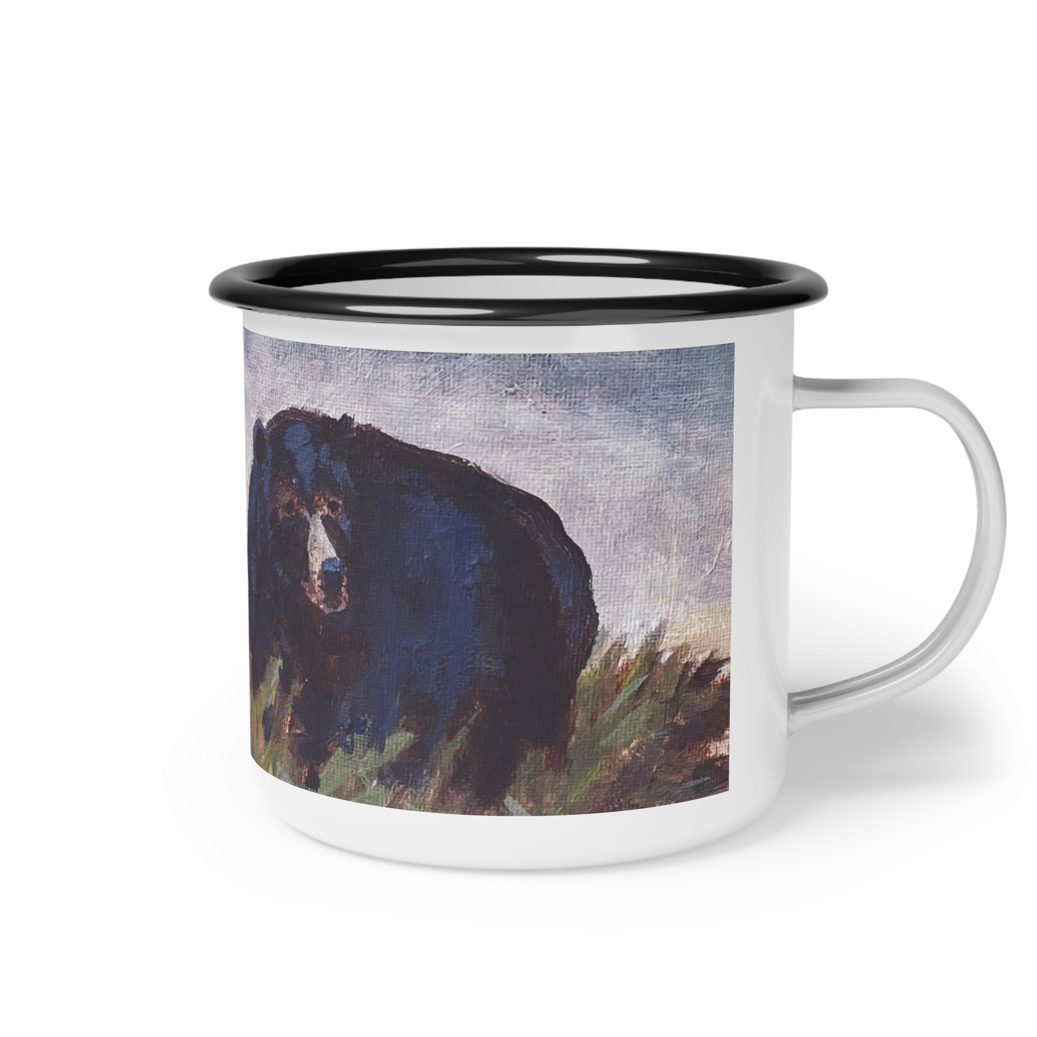 Bear Family Enamel Camp Cup | Woodland Wildlife Mug, Vintage art