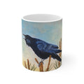 Blue Raven Mug | Crow on Reeds Art Coffee Cup