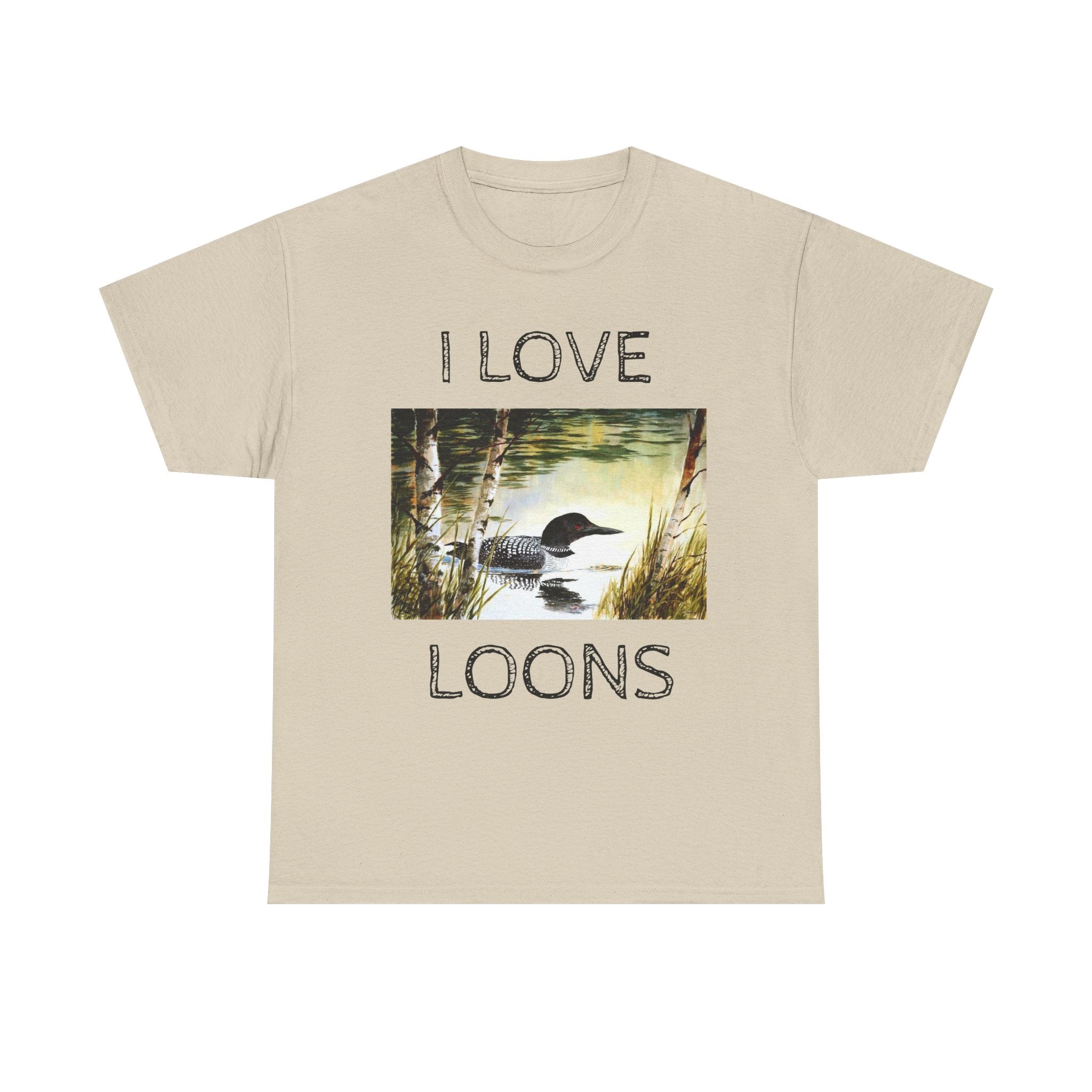 I Love Loons T-Shirt | Vintage Loon Lake Scene, Wildlife Nature Tee