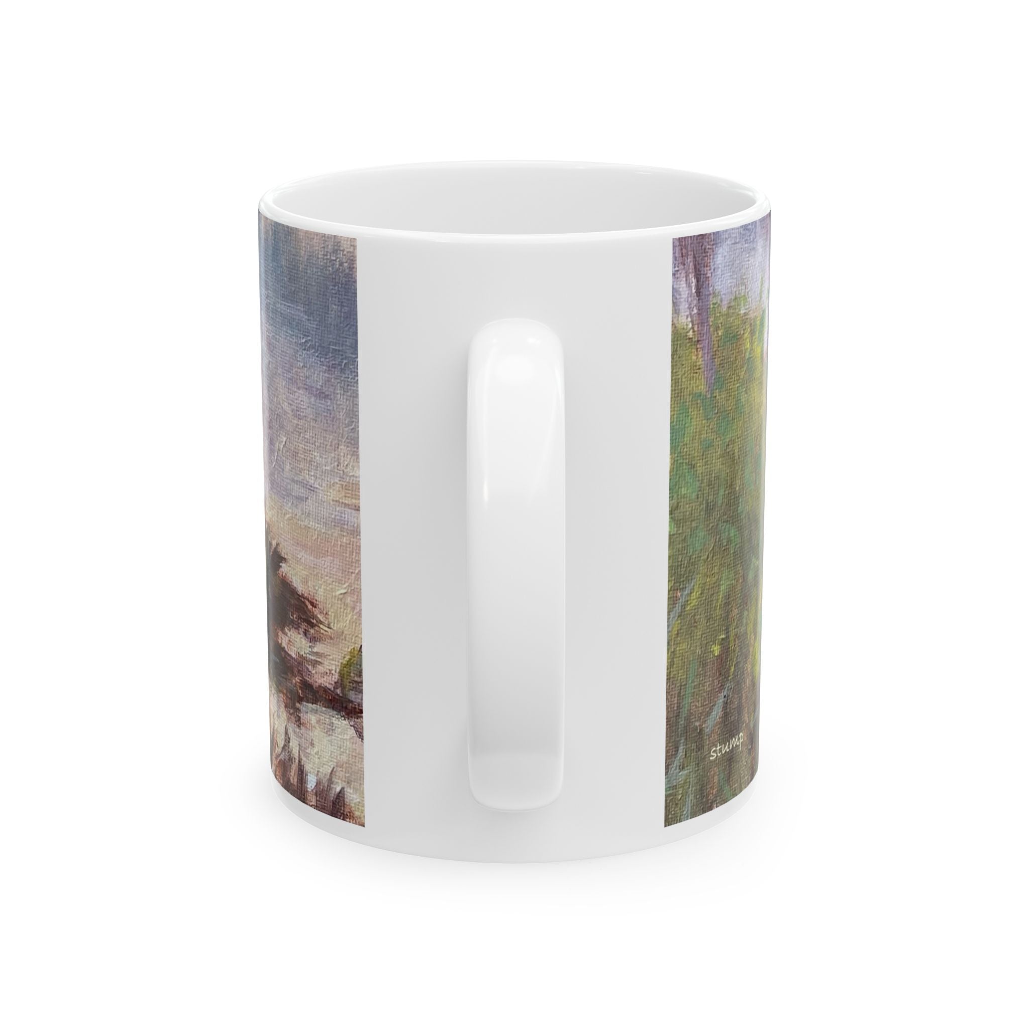 Mama Bear and Cubs In The Mist Wildlife  Lake Art  Ceramic Mug