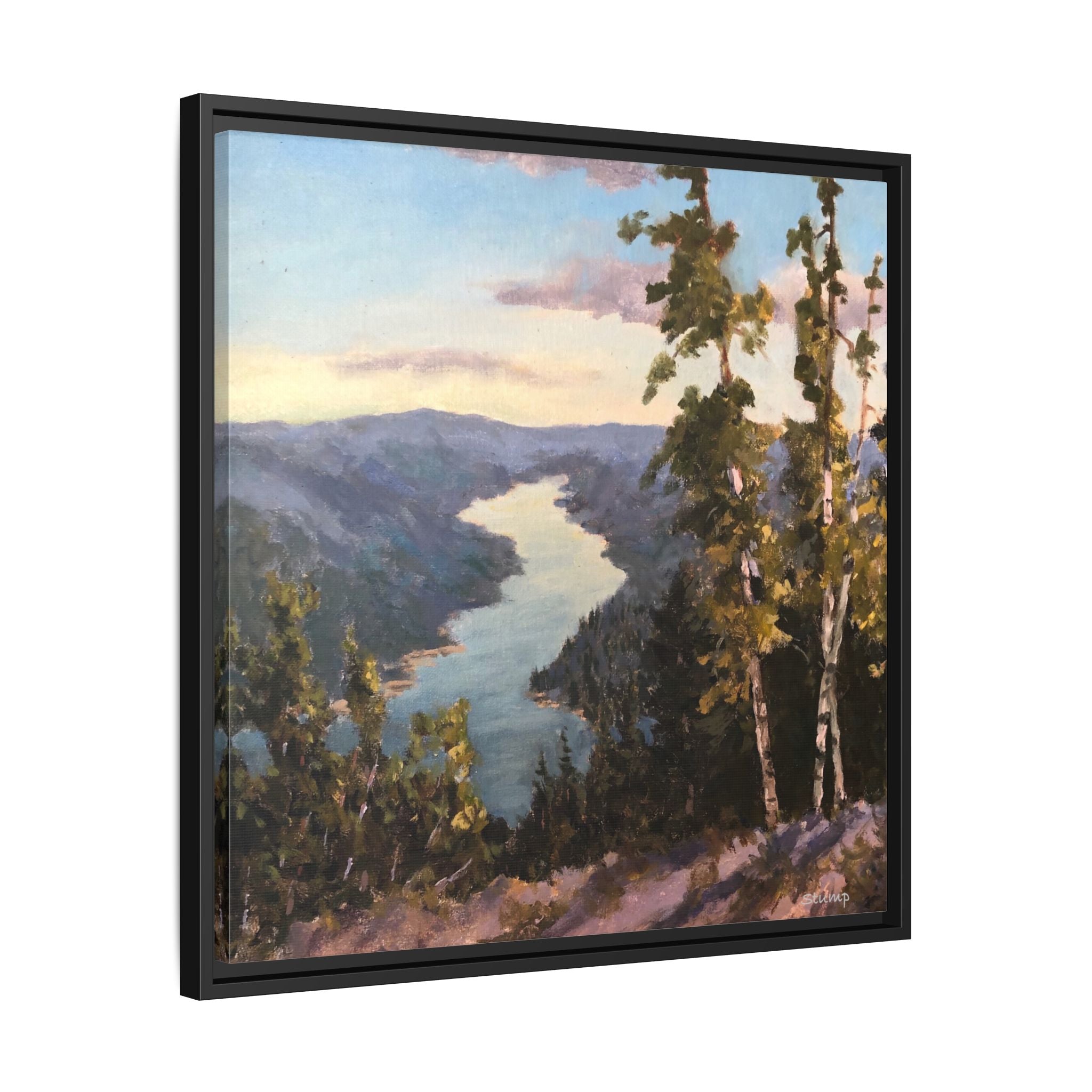 Hudson River View From Up High Matte Canvas 24"x24" Floater Framed
