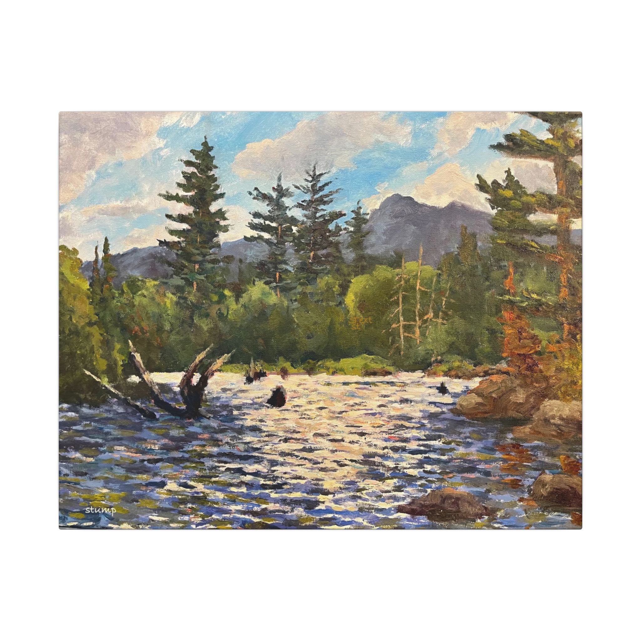 Mountain River Landscape Canvas | Stretched Matte Wall Art