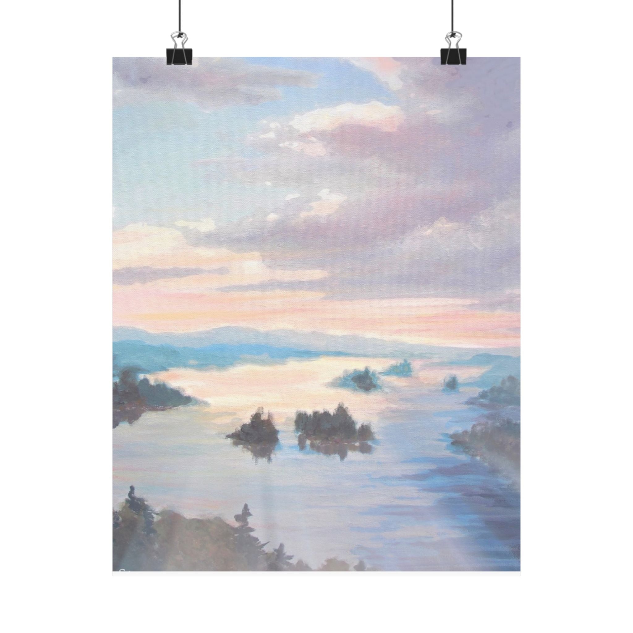 Misty Lake Sunrise Painting Fine Art Landscape Print