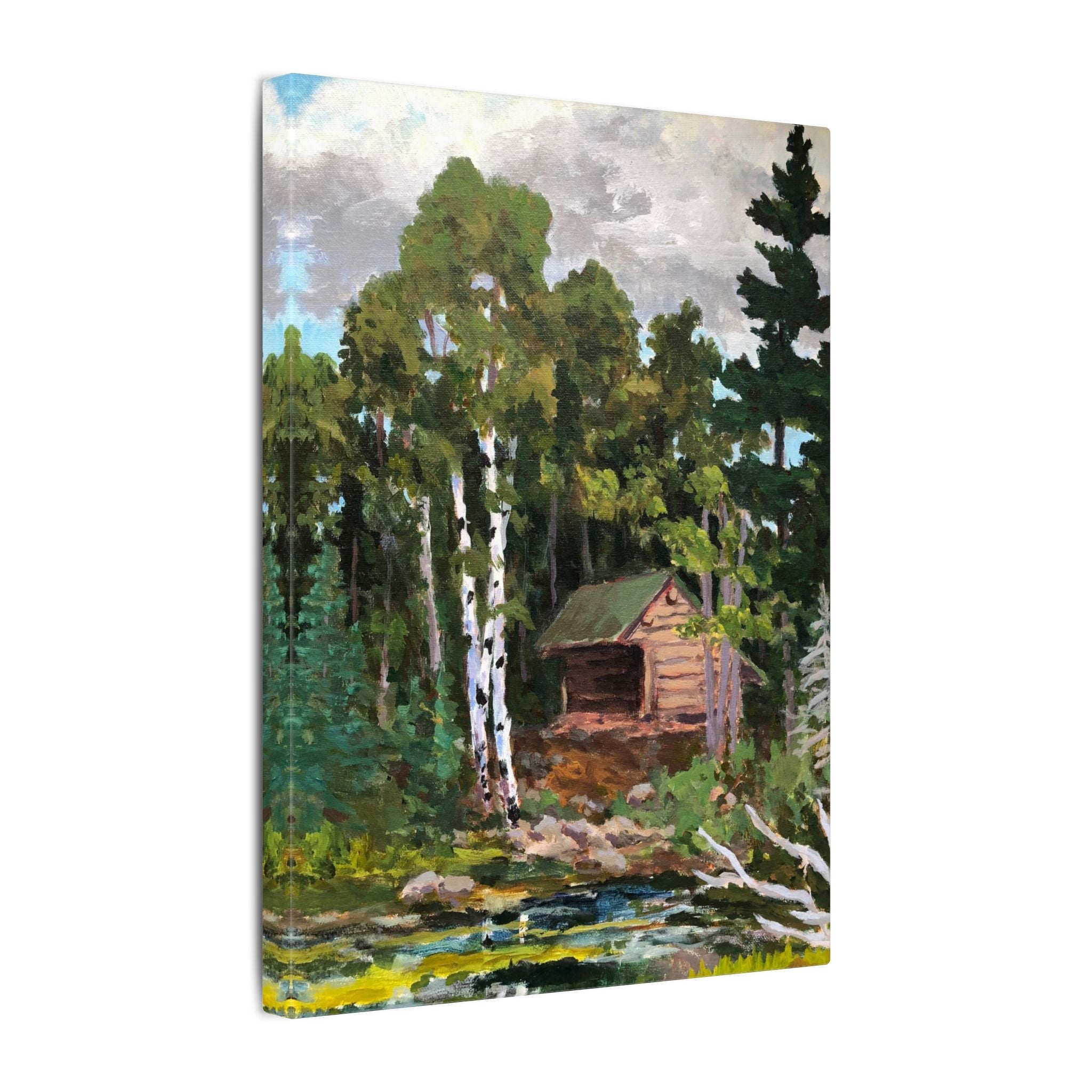 Adirondack Lean-To Wilderness Shelter Canvas, Stretched Wall Art | Appalachian Trail