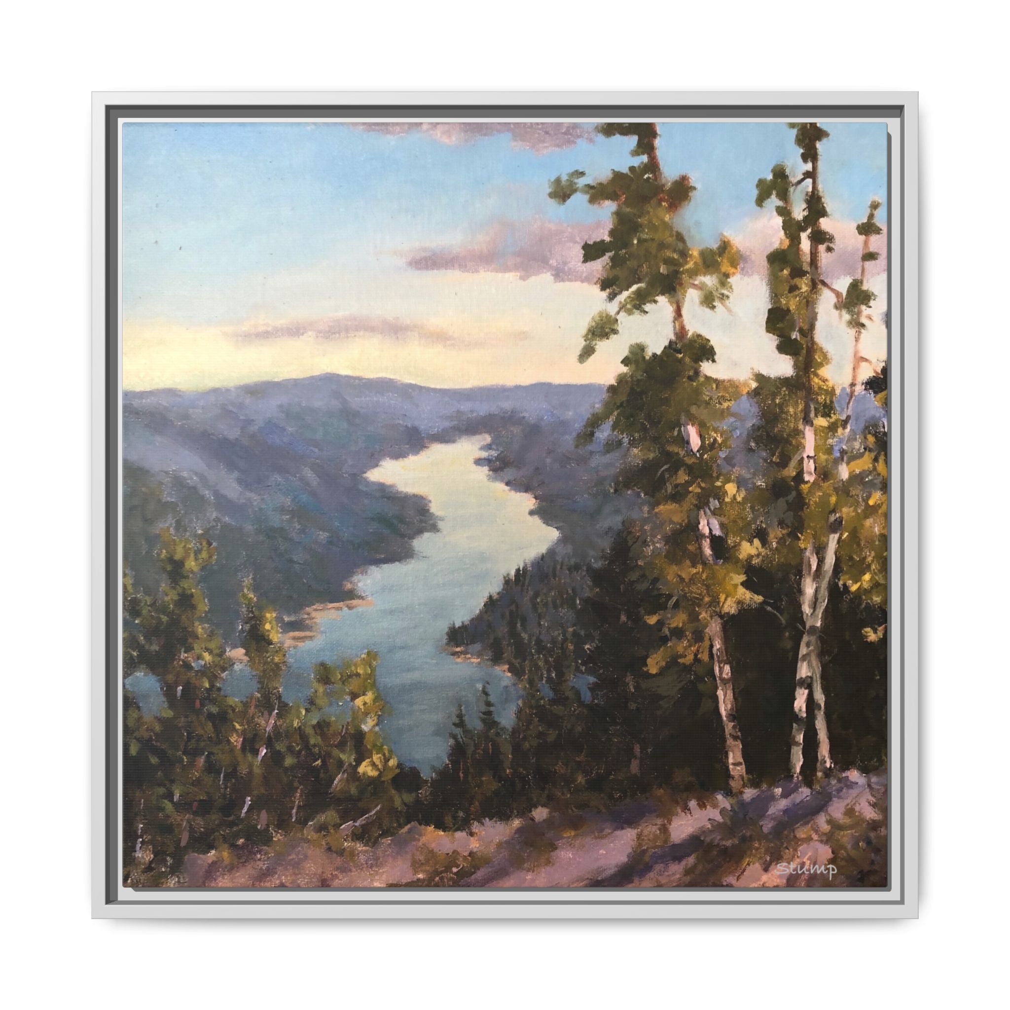 Hudson River View From Up High Matte Canvas 24"x24" Floater Framed