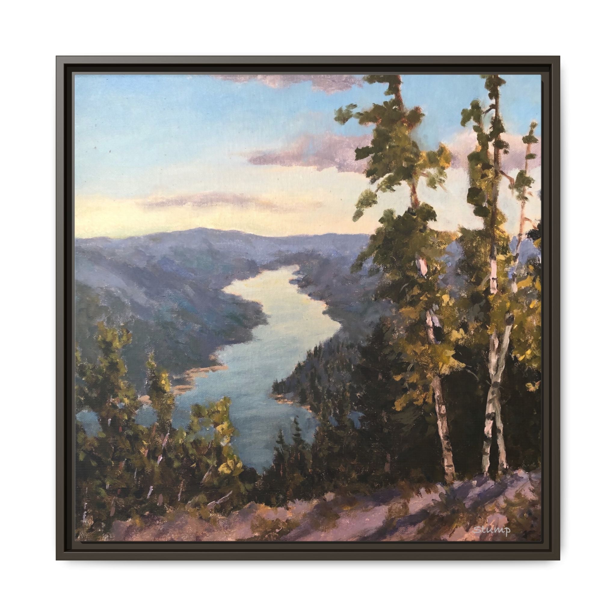 Hudson River View From Up High Matte Canvas 24"x24" Floater Framed