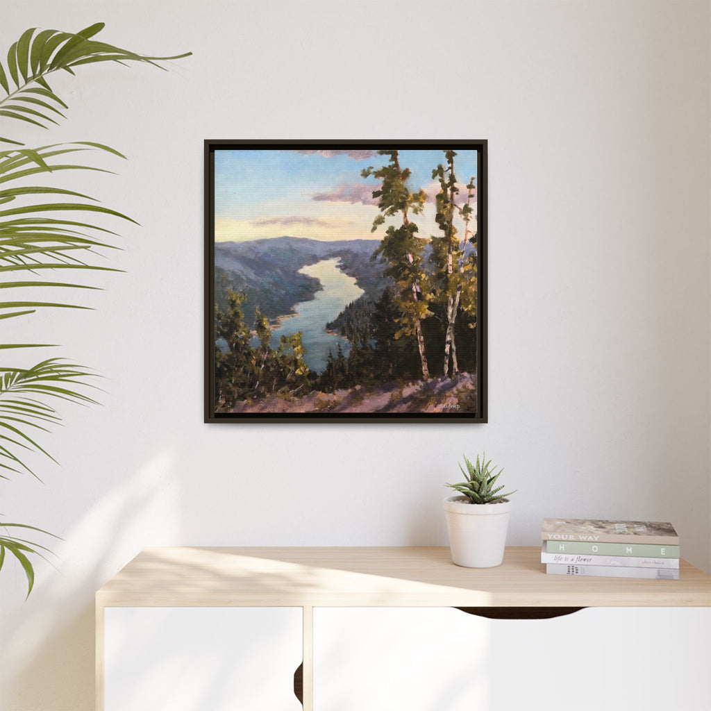 Hudson River View From Up High Matte Canvas 24"x24" Floater Framed