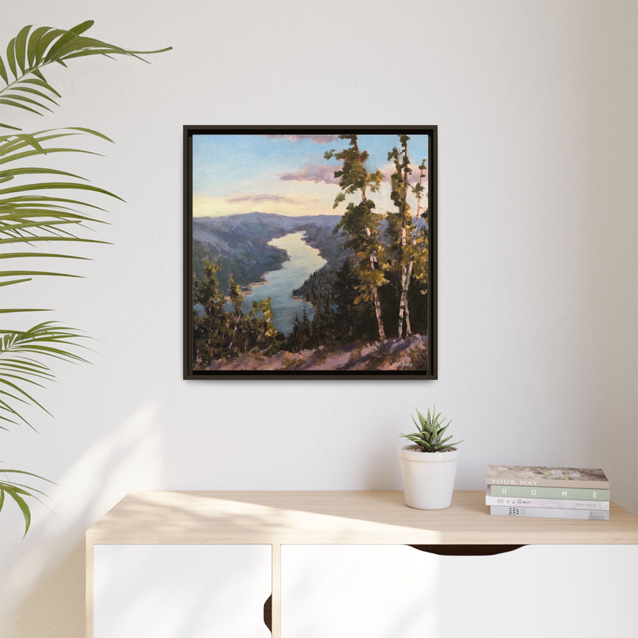 Hudson River View From Up High Matte Canvas 24"x24" Floater Framed