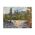 Mountain River Landscape Canvas | Stretched Matte Wall Art