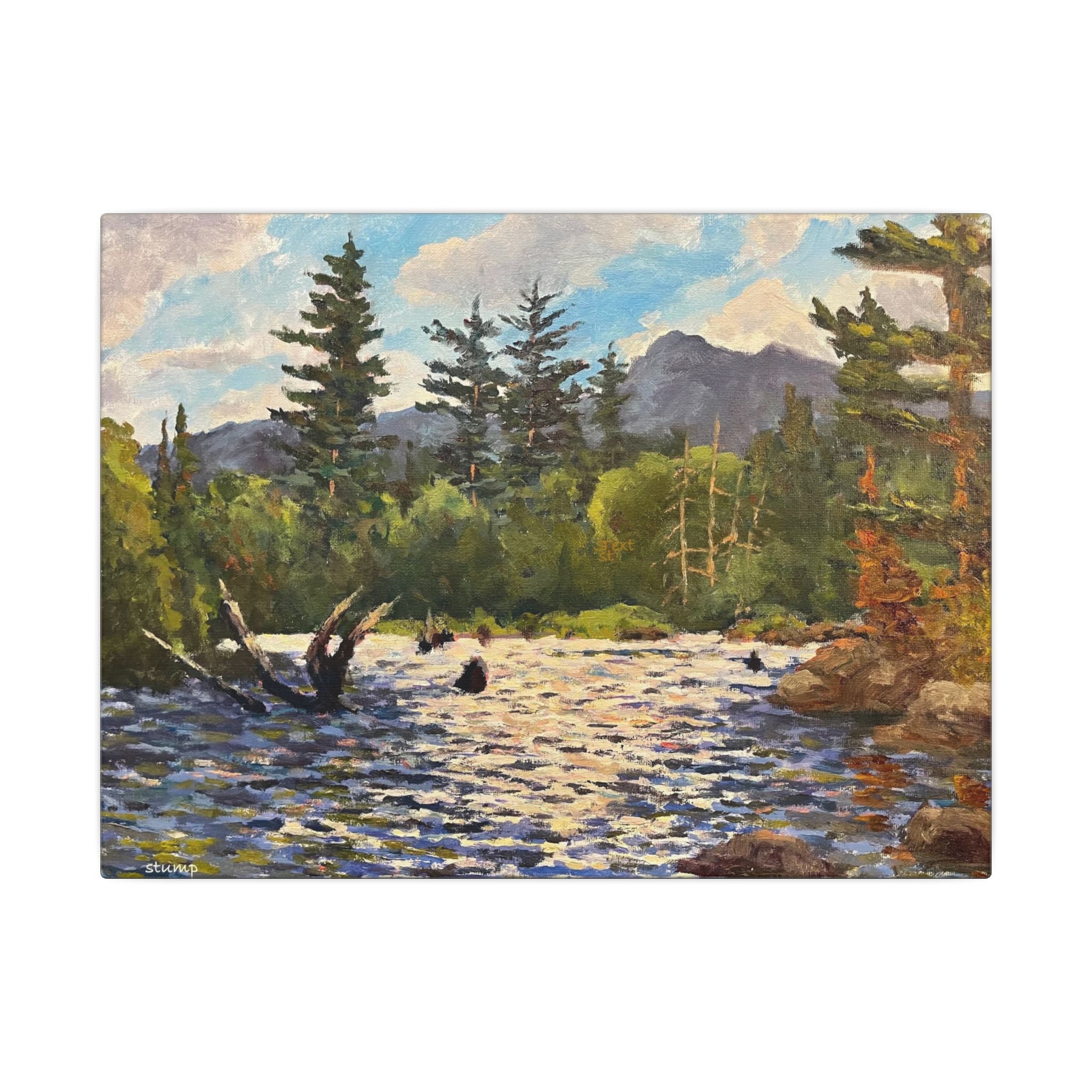 Mountain River Landscape Canvas | Stretched Matte Wall Art