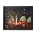 Boy Scouts Campfire Storytelling Canvas Print, Framed Matte Wall Art