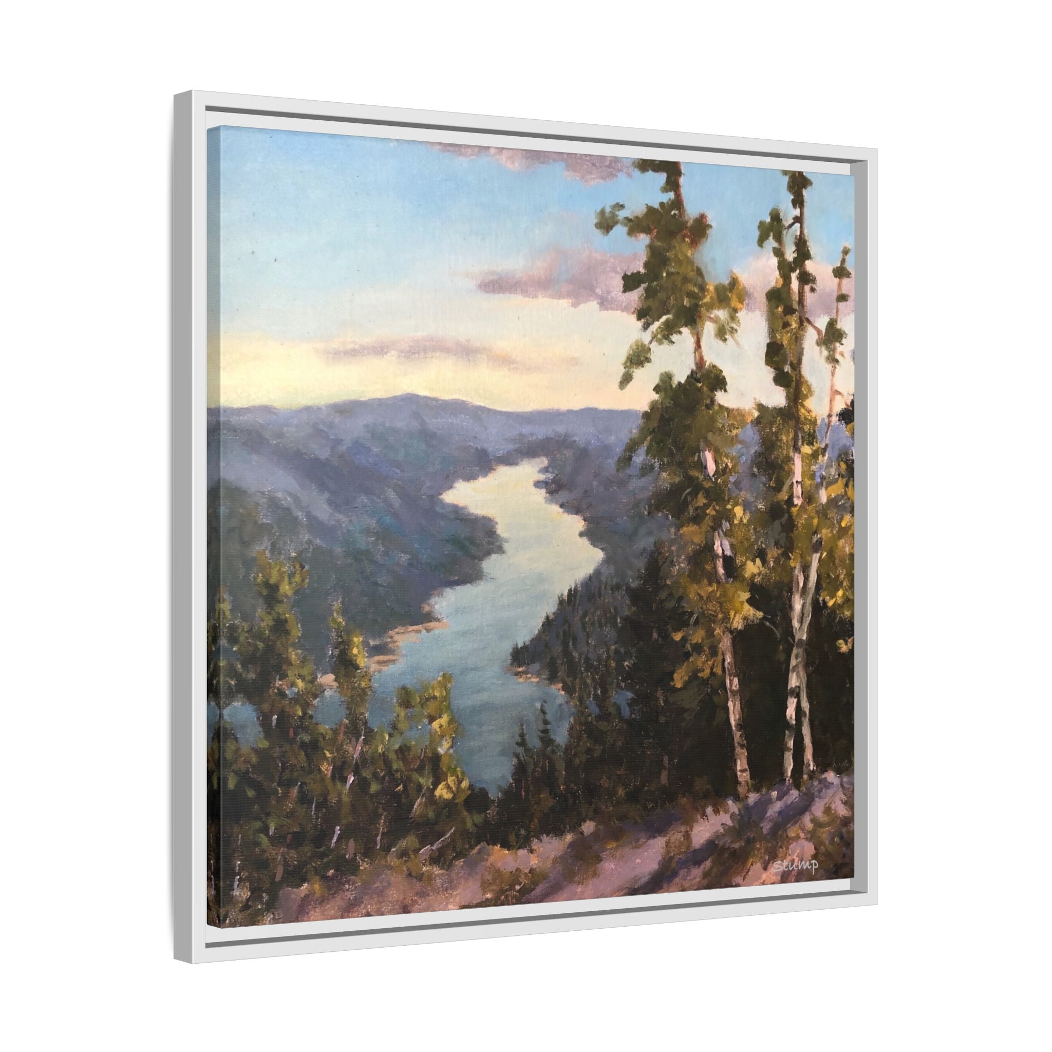 Hudson River View From Up High Matte Canvas 24"x24" Floater Framed