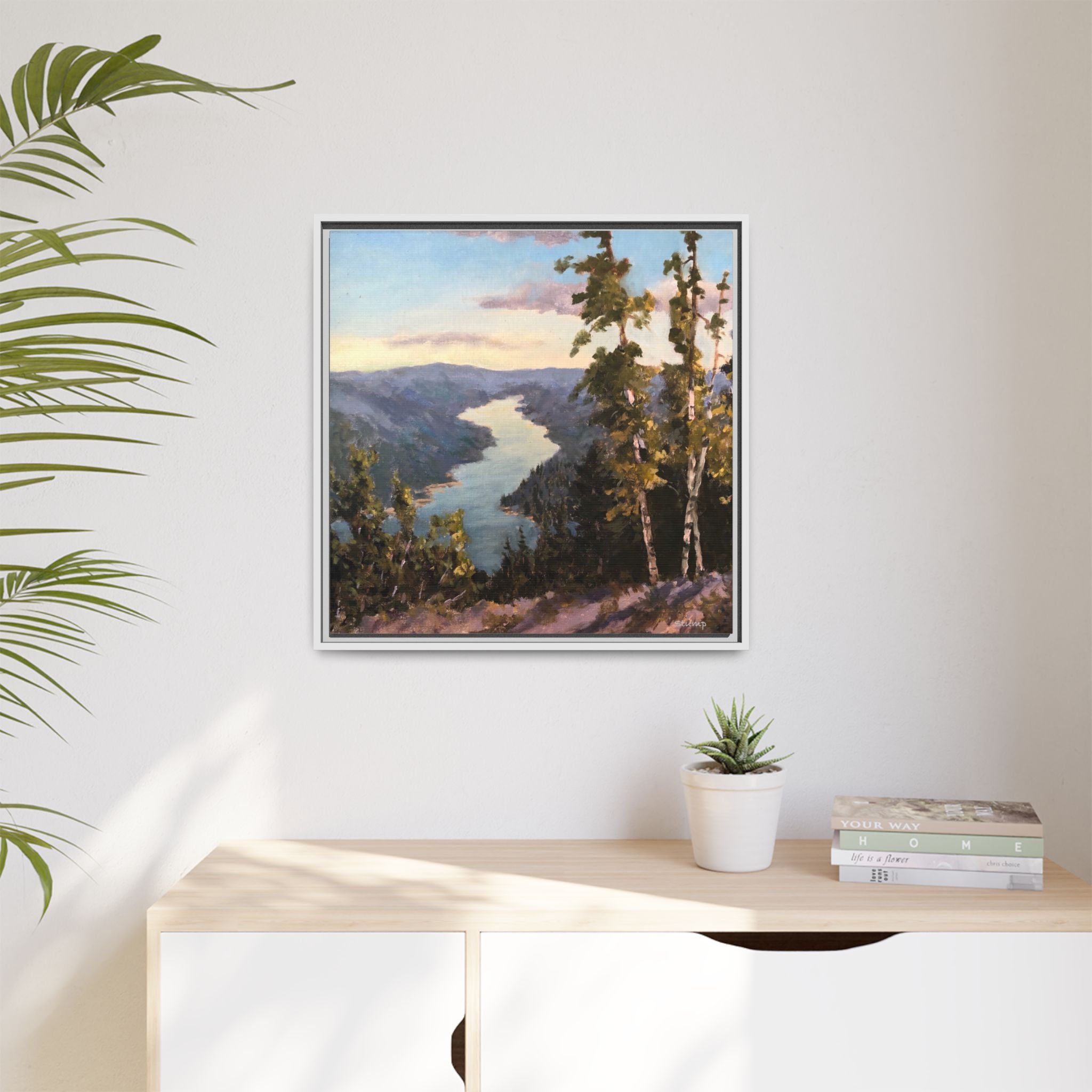Hudson River View From Up High Matte Canvas 24"x24" Floater Framed
