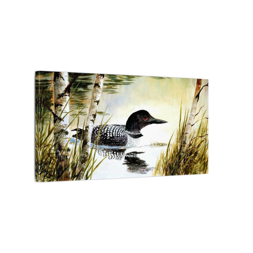Common Loon On The Lake Watercolor Gallery  Canvas 12"x20"