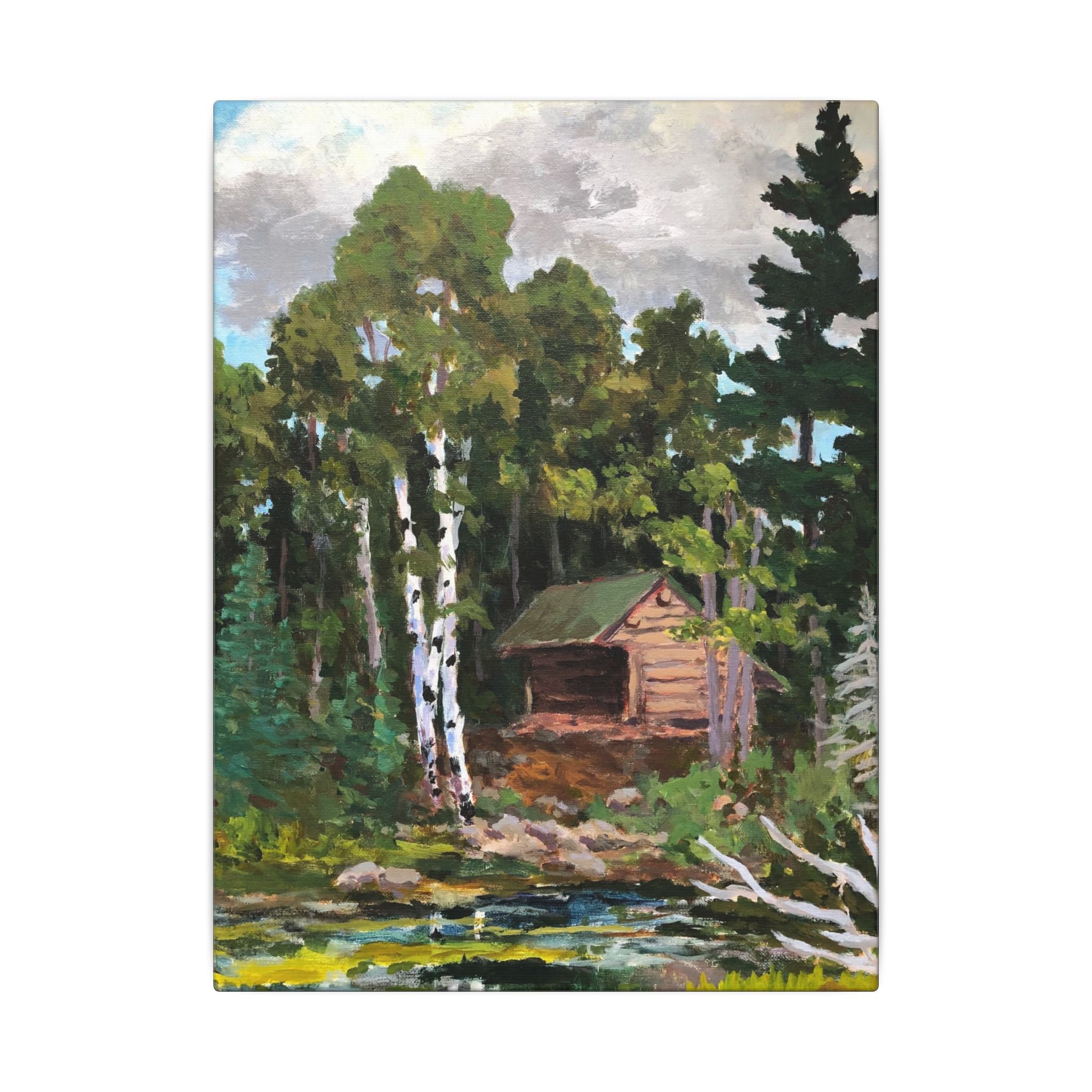 Adirondack Lean-To Wilderness Shelter Canvas, Stretched Wall Art | Appalachian Trail