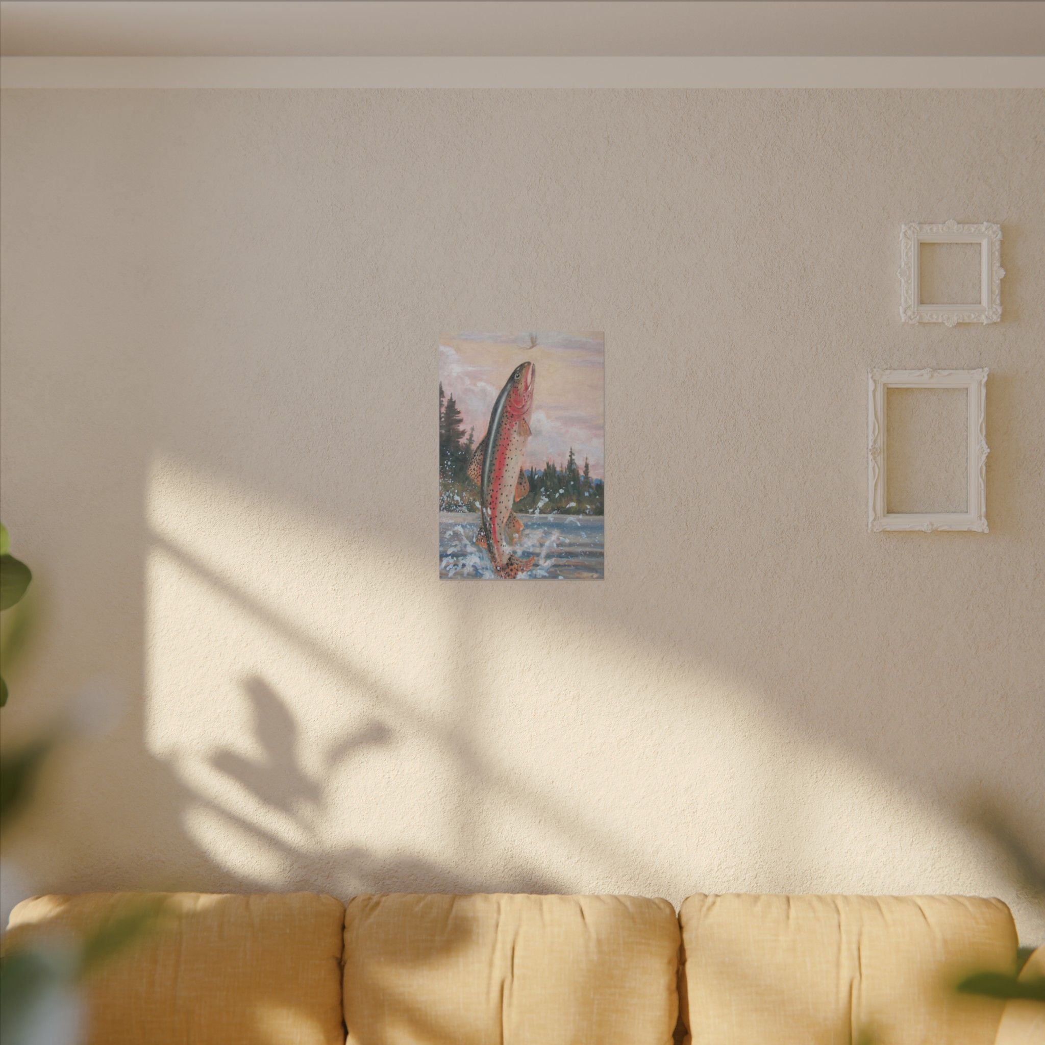 Whimsical Rising Trout Canvas 16x24  Gallery  Wrapped Stretched Canvas
