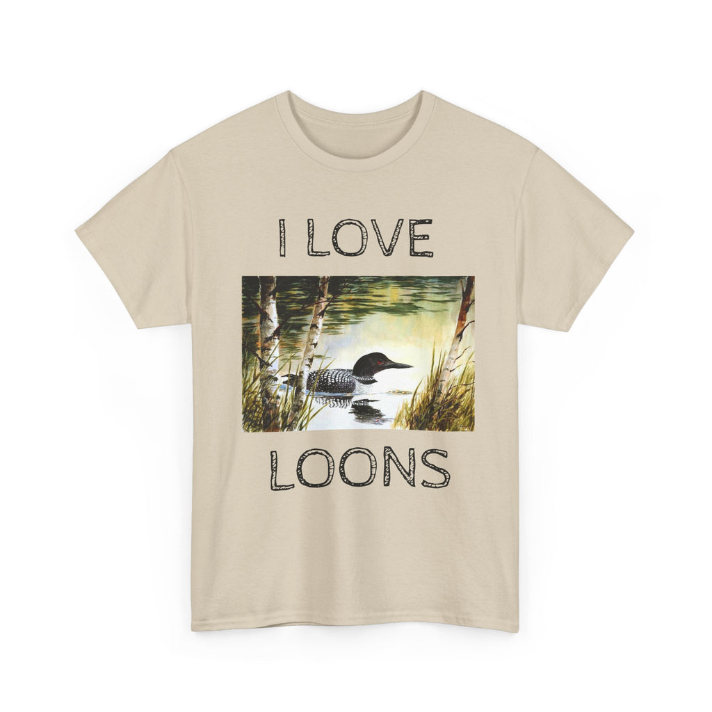 I Love Loons T-Shirt | Vintage Loon Lake Scene, Wildlife Nature Tee