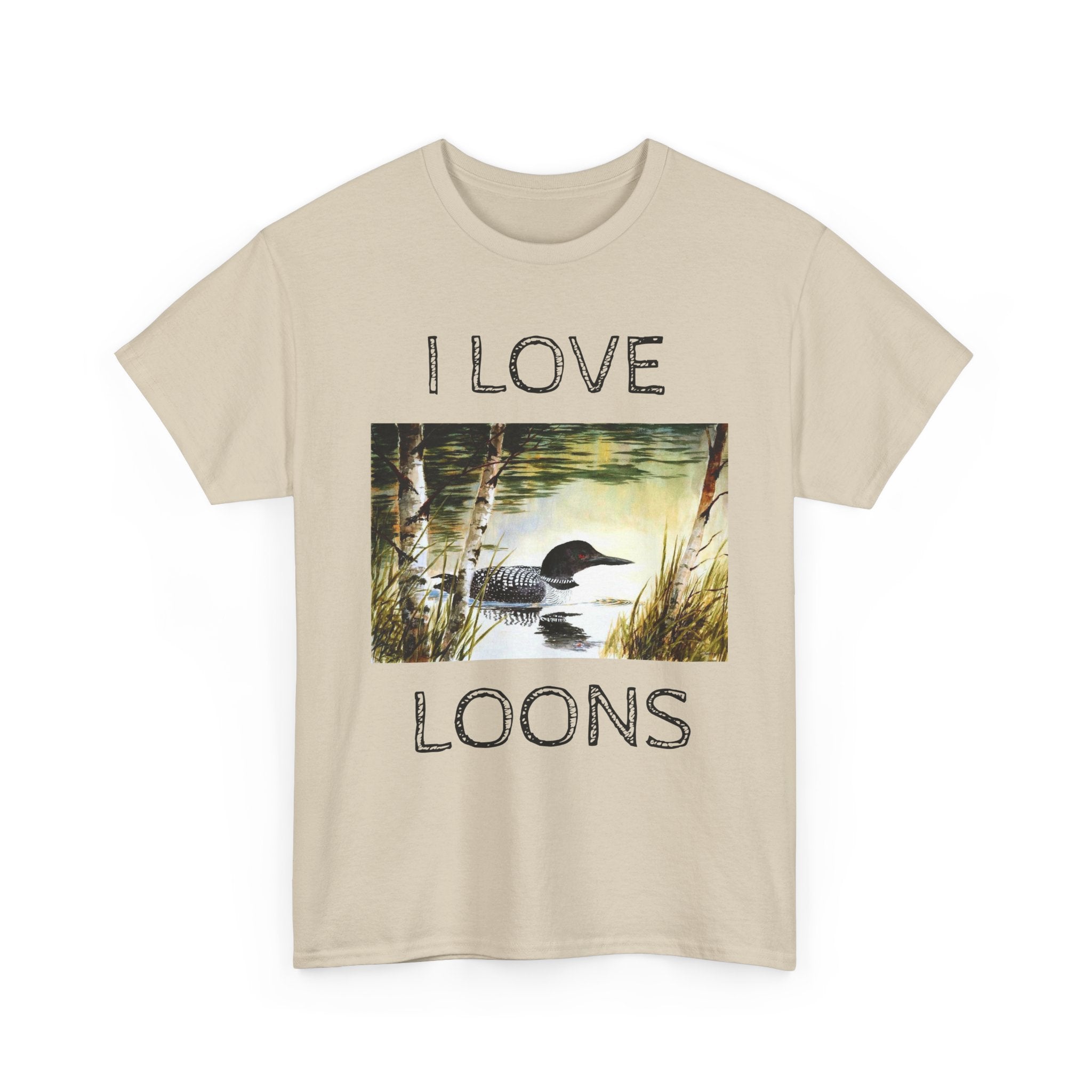 I Love Loons T-Shirt | Vintage Loon Lake Scene, Wildlife Nature Tee