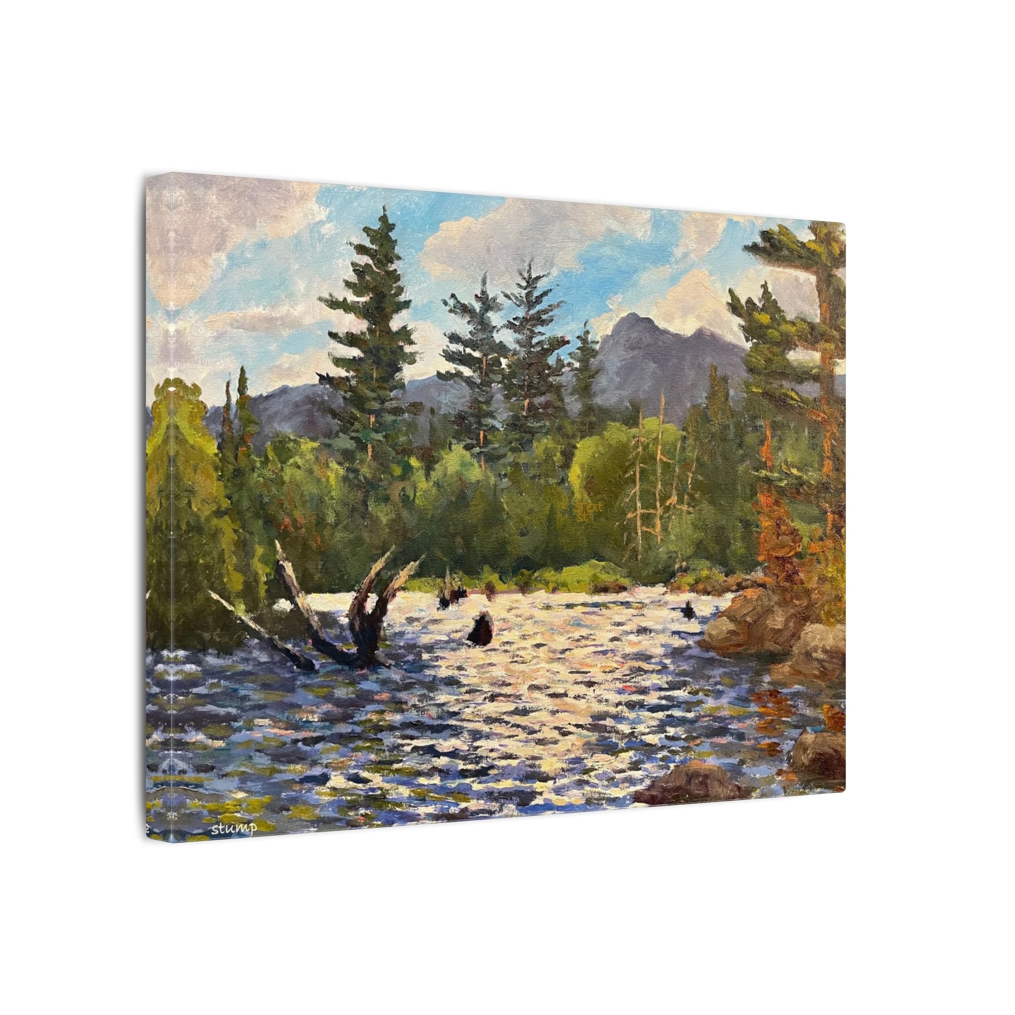 Mountain River Landscape Canvas | Stretched Matte Wall Art