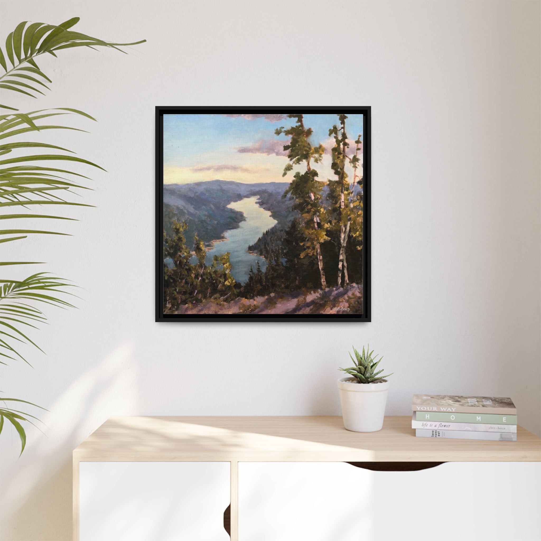 Hudson River View From Up High Matte Canvas 24"x24" Floater Framed