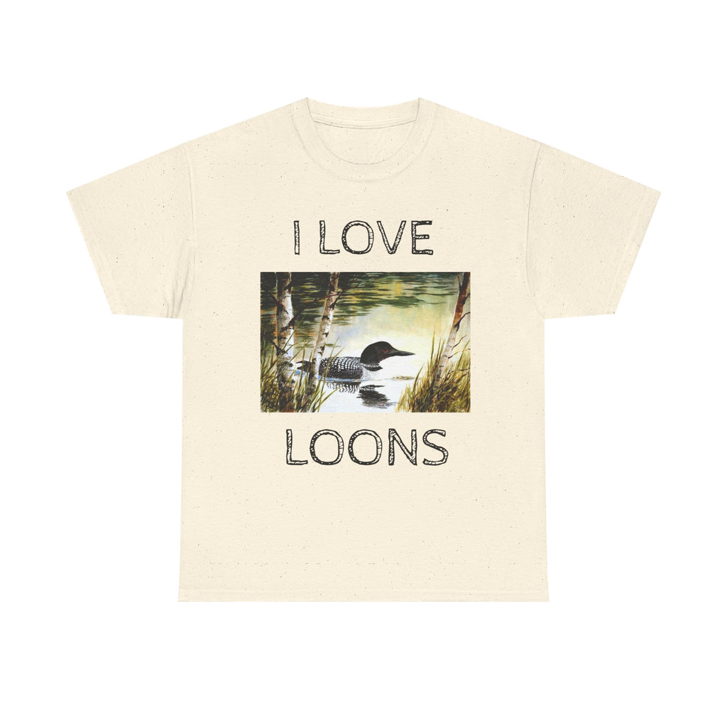 I Love Loons T-Shirt | Vintage Loon Lake Scene, Wildlife Nature Tee