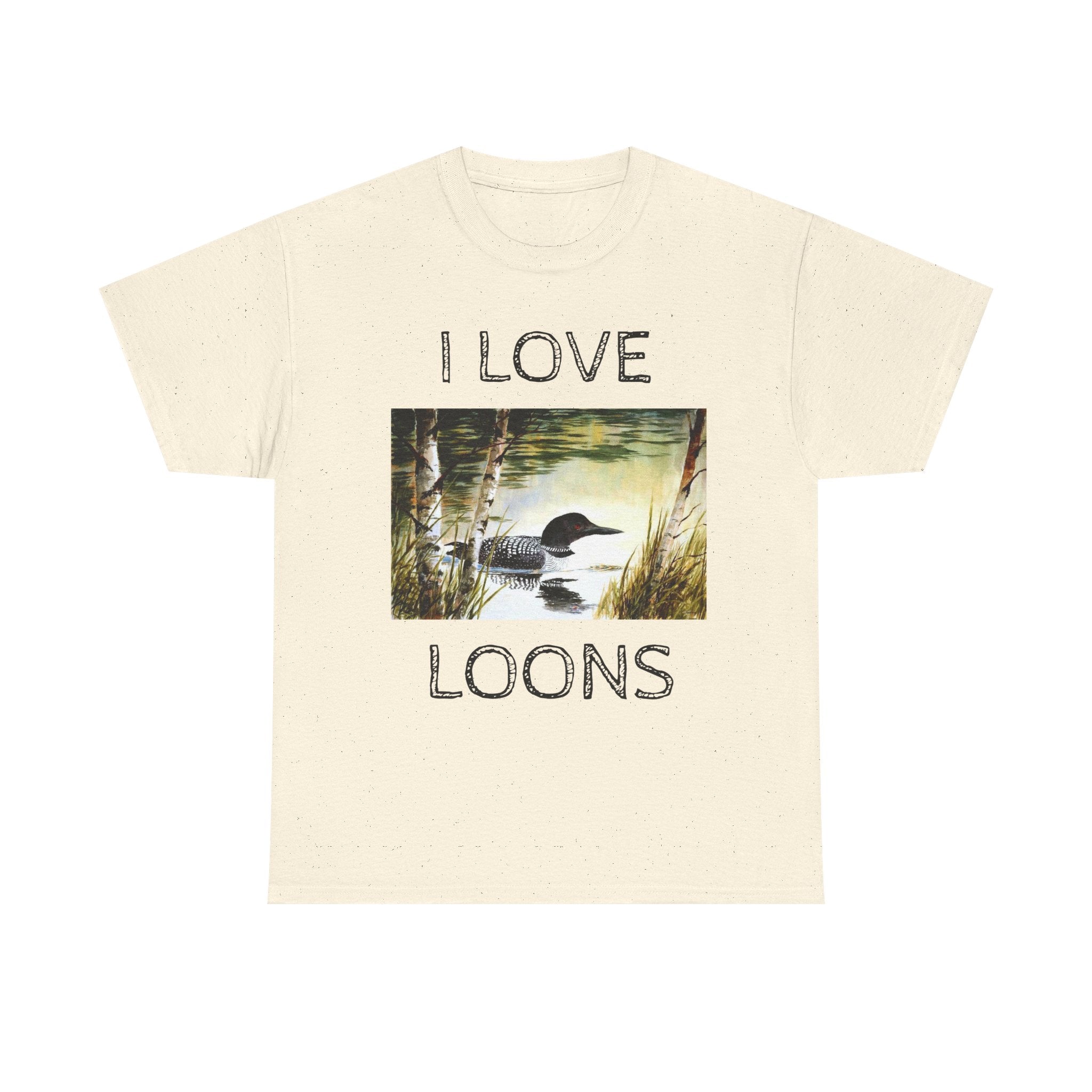 I Love Loons T-Shirt | Vintage Loon Lake Scene, Wildlife Nature Tee