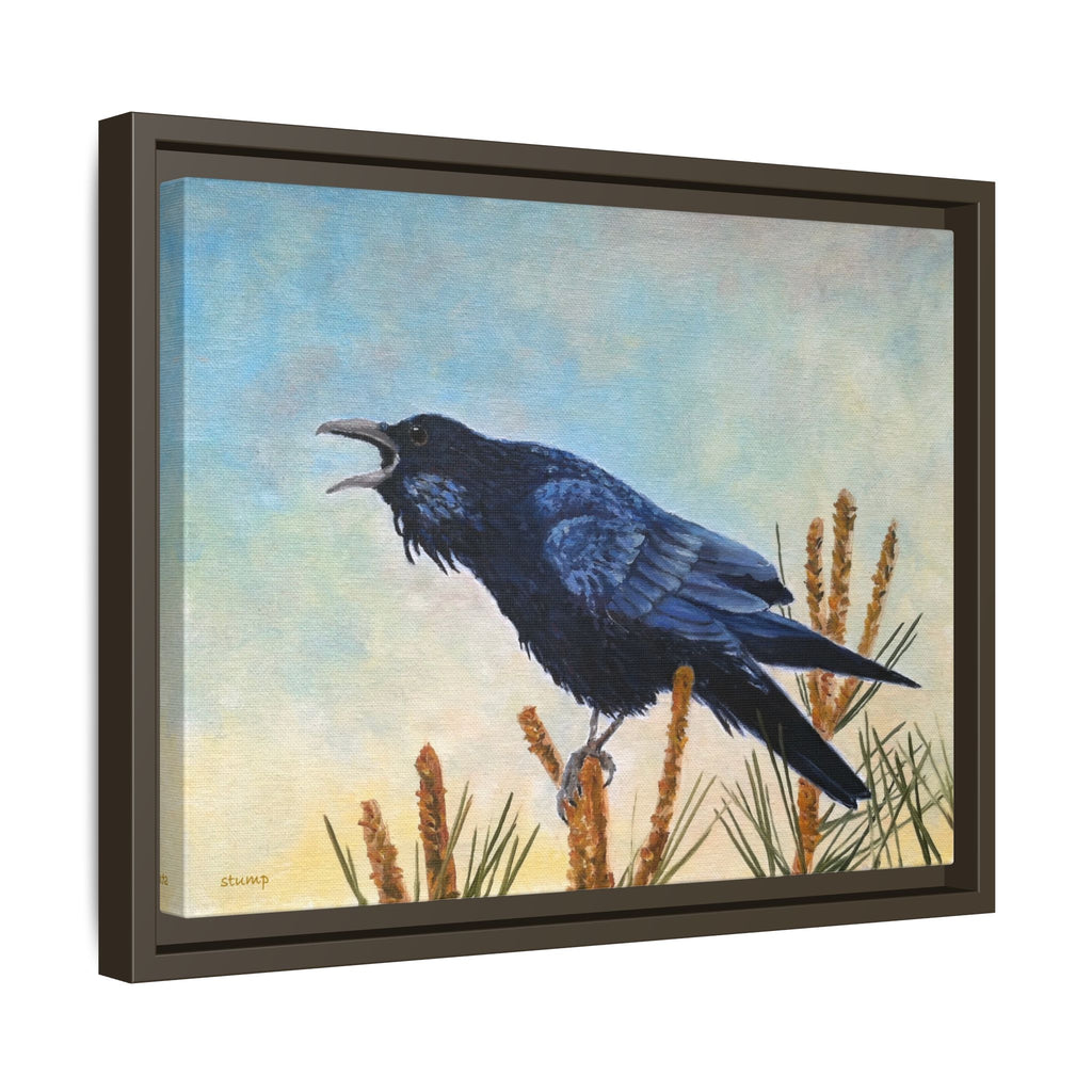 Calling Raven Matte Canvas Framed | Bird Art Wall Print