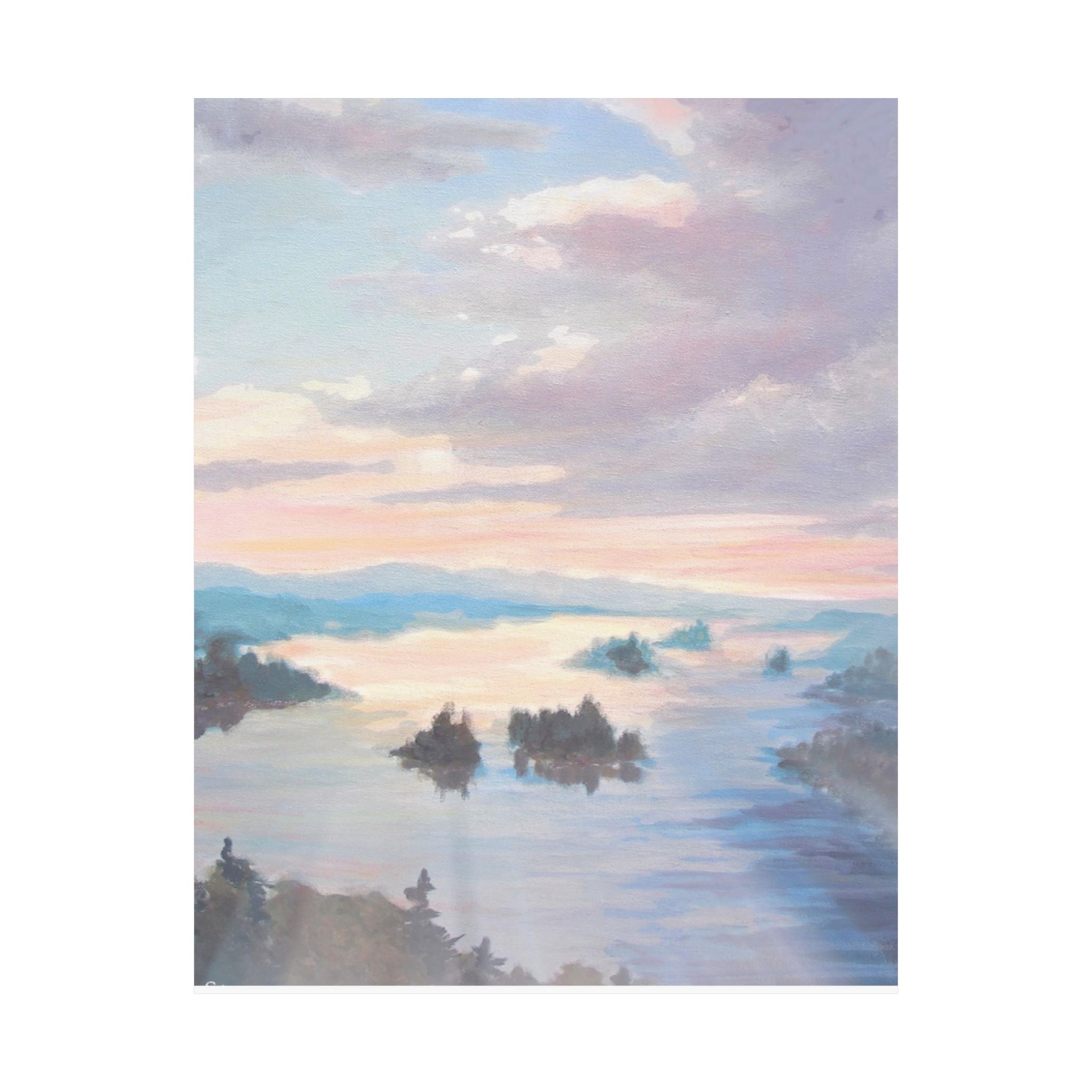 Misty Lake Sunrise Painting Fine Art Landscape Print