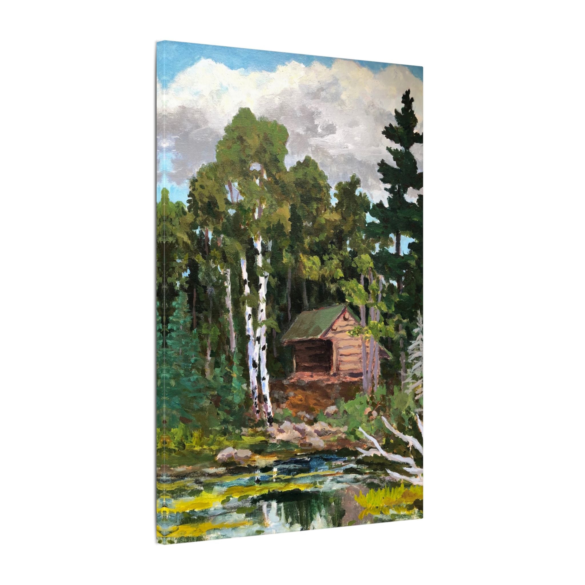 Adirondack Lean-To Wilderness Shelter Canvas, Stretched Wall Art | Appalachian Trail