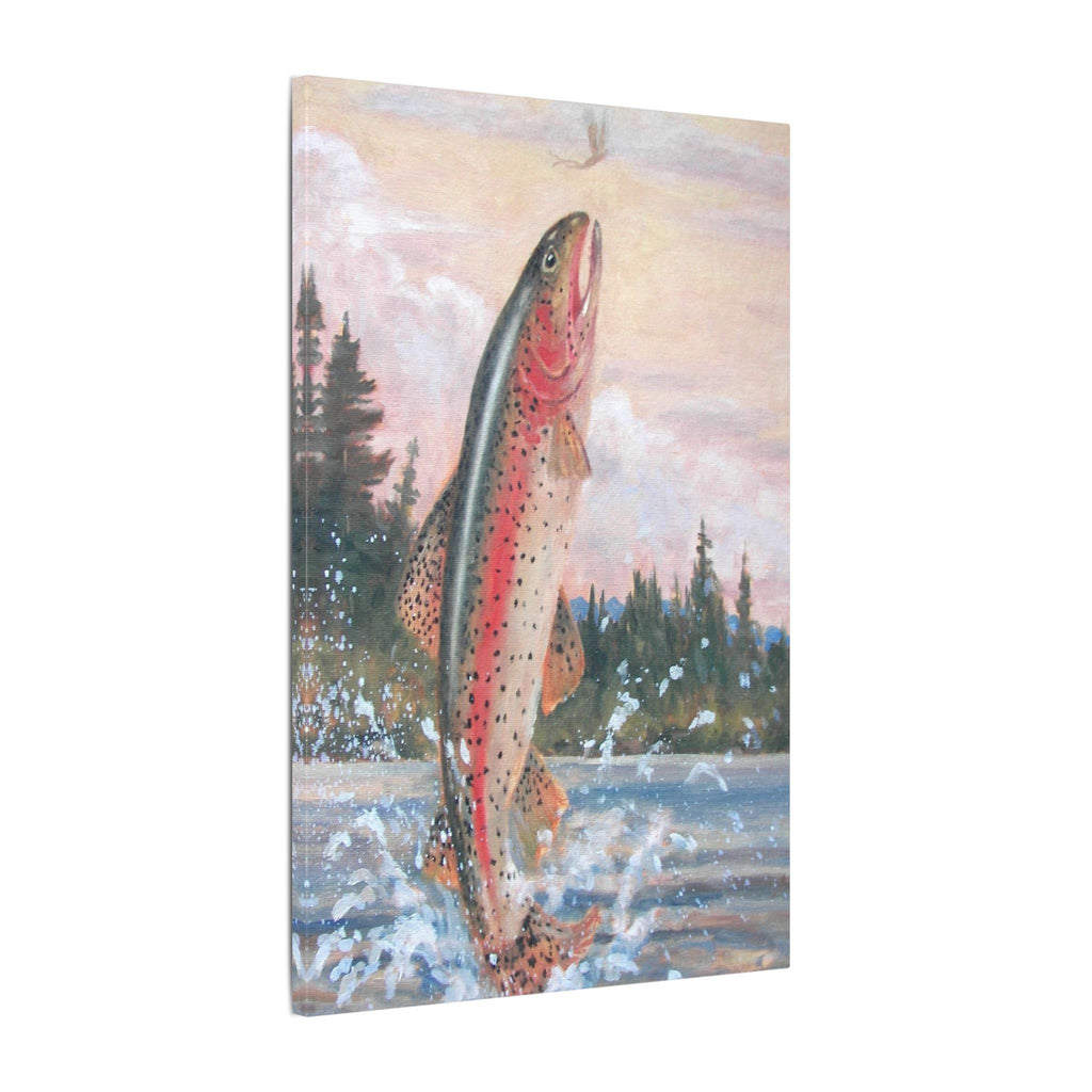 Whimsical Rising Trout Canvas 16x24  Gallery  Wrapped Stretched Canvas
